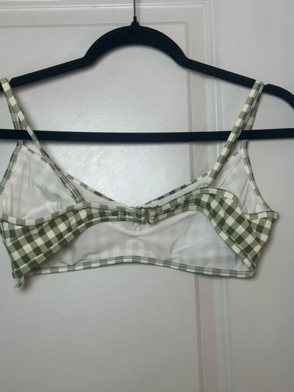 Tory Burch Gingham Check Green & Cream Two Piece Bikini, Size Medium